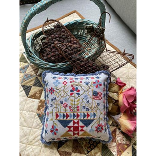 Stickvorlage Pansy Patch Quilts & Stitchery - Betsys Patriotic Basket - 4thOf July