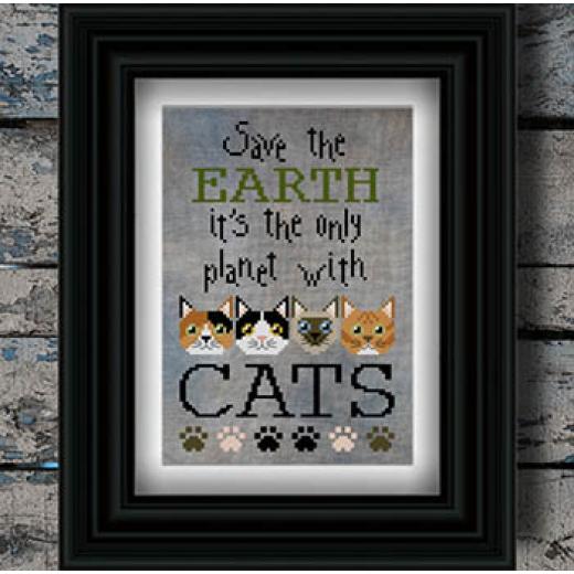 Stickvorlage Puntini Puntini - Cats - Save The Earth