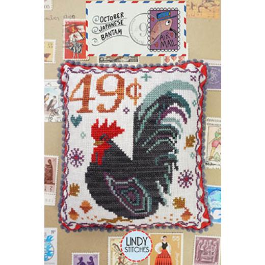 Stickvorlage Lindy Stitches - Air Mail October - Japanese Bantam