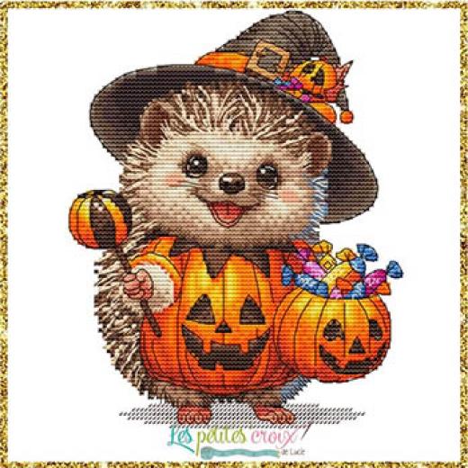 Stickvorlage Les Petites Croix De Lucie - Hedgehog Halloween