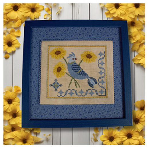 Stickvorlage Wildflower Stitching - Blue Birds Sunflower Serenade