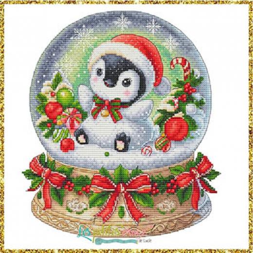 Stickvorlage Les Petites Croix De Lucie - Christmas Penguin Snowball