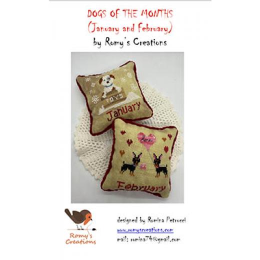 Stickvorlage Romys Creations - Dogs Of The Months - Jan & Feb