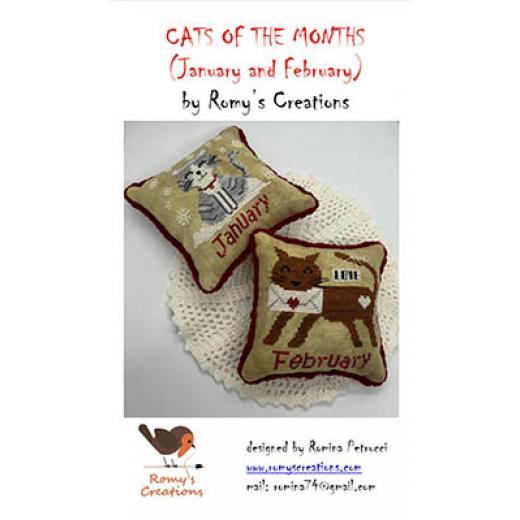 Stickvorlage Romys Creations - Cats Of The Months - Jan & Feb