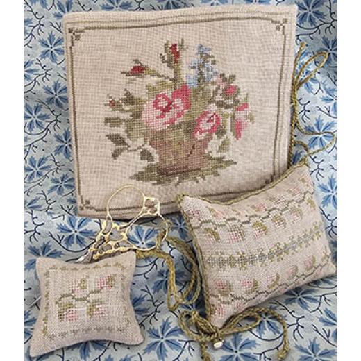 Samplers Not Forgotten - 1830s Rose Basket Needlebook