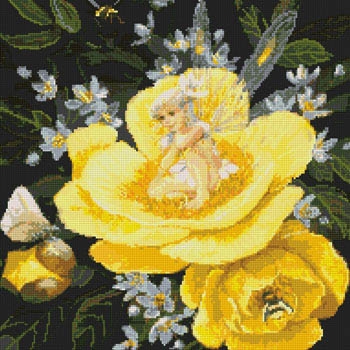 Stickvorlage Kustom Krafts - Yellow Peony Fairy