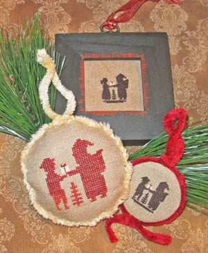 Stickvorlage Homespun Elegance Ltd - Santa & Children Silhouettes