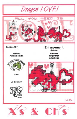 Stickvorlage Xs and Ohs - Dragon Love!