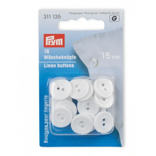 Wäscheknöpfe Kunststoff weiß Ø 15 mm - Prym