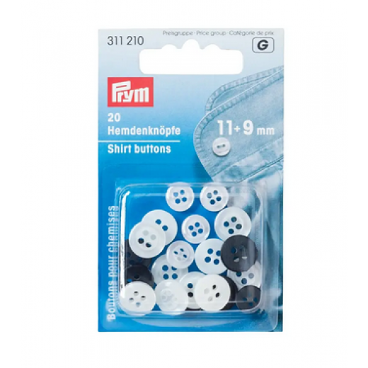 Hemden-/Kittelknöpfe perlmutt/anthrazit Ø 11 + 9 mm - Prym