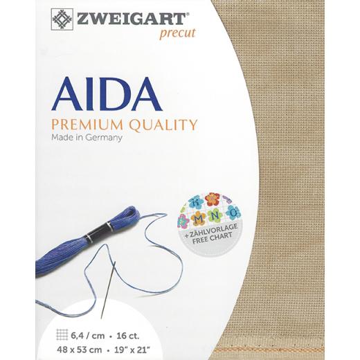 Zweigart Aida Precut 16ct - vintage milchkaffee (48x53 cm)