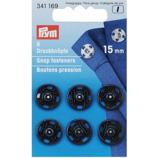 Annäh-Druckknöpfe Ø 15 mm schwarz - Prym