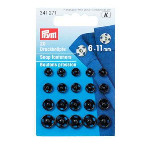 Annäh-Druckknöpfe Ø 6-11 mm schwarz - Prym
