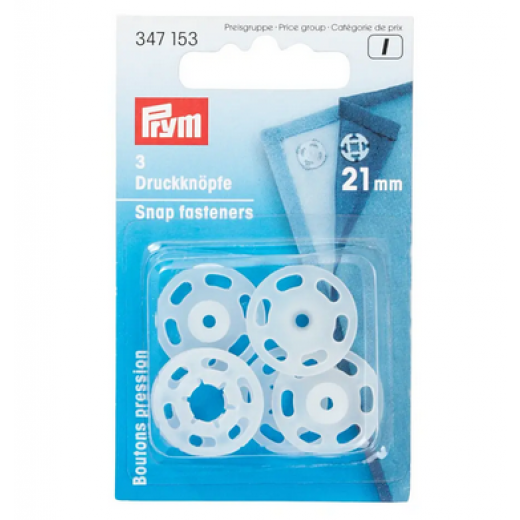 Annäh-Druckknöpfe Ø 21 mm transparent - Prym