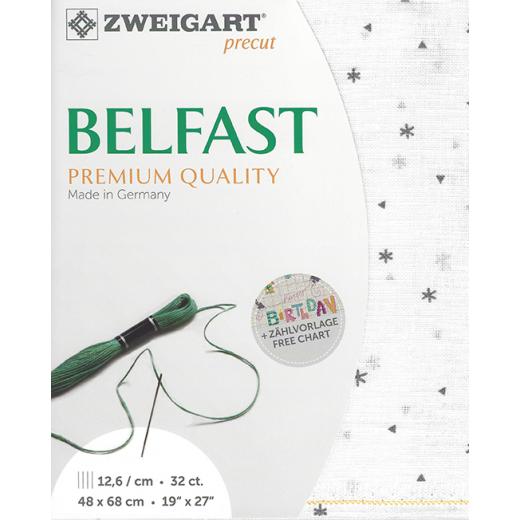 Zweigart Belfast Precut 32ct - sparkle weiß-grau (48x68 cm)