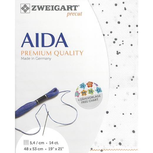 Zweigart Stern-Aida Precut 14ct - splash weiß-grau (48x53 cm)