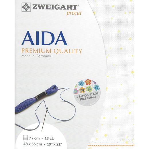 Zweigart Aida Precut 18ct - splash weiß-gelb (48x53 cm)