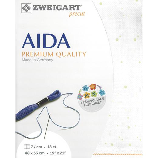 Zweigart Aida Precut 18ct - splash weiß-grün (48x53 cm)