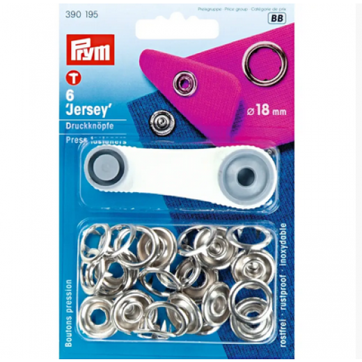 Nähfrei-Druckknöpfe Ø 18 mm silberfarbig mit Werkzeug - Prym