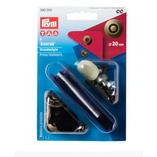 Nähfrei-Druckknöpfe Ø 20 mm altmessing mit Werkzeug - Prym