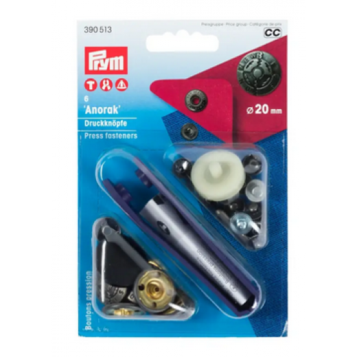 Nähfrei-Druckknöpfe Ø 20 mm altsilber mit Werkzeug - Prym