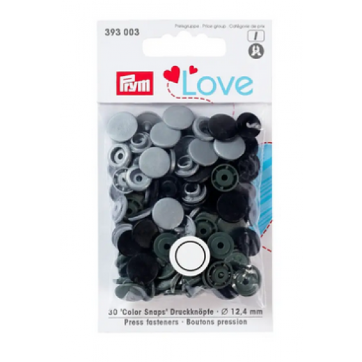 Nähfrei-Druckknöpfe Ø 12,4 mm Color Snaps grau - Prym