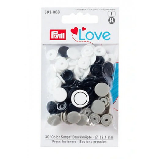Nähfrei-Druckknöpfe Ø 12,4 mm Color Snaps grau/marine/weiß - Prym