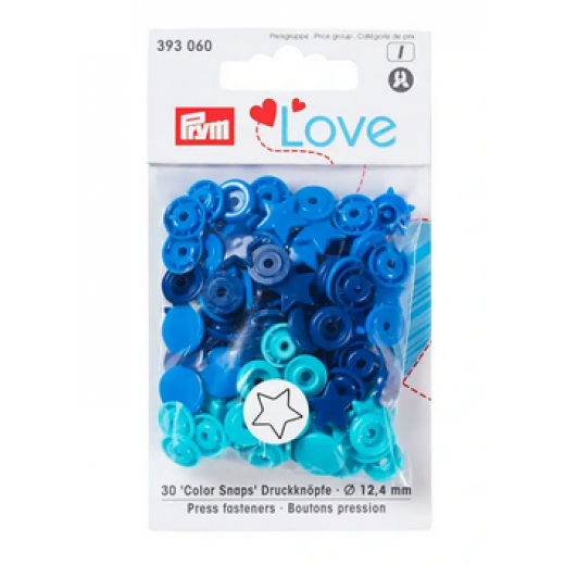 Nähfrei-Druckknöpfe Ø 12,4 mm Color Snaps Stern blau/tinte/türkis - Prym