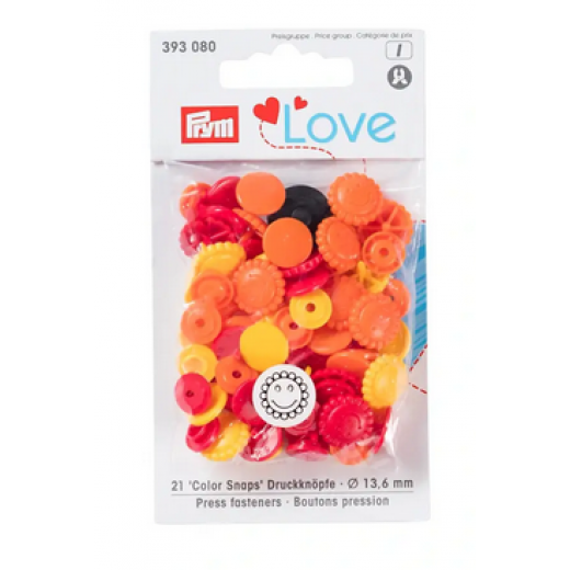 Nähfrei-Druckknöpfe Ø 13,6 mm Color Snaps Blume gelb/gold/rot - Prym