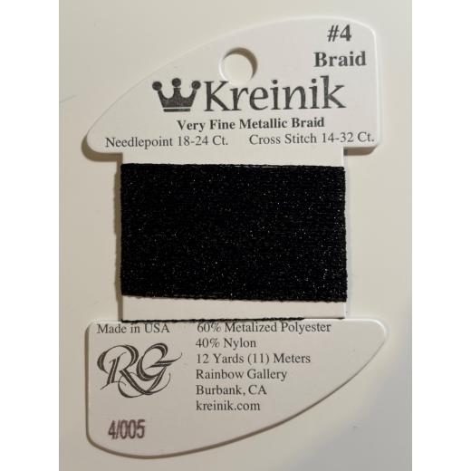 Kreinik Very Fine #4 Braid 005 – Black