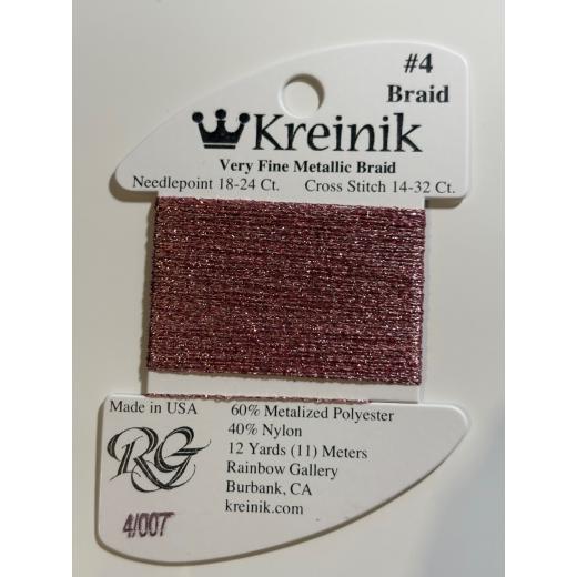 Kreinik Very Fine #4 Braid 007 – Pink