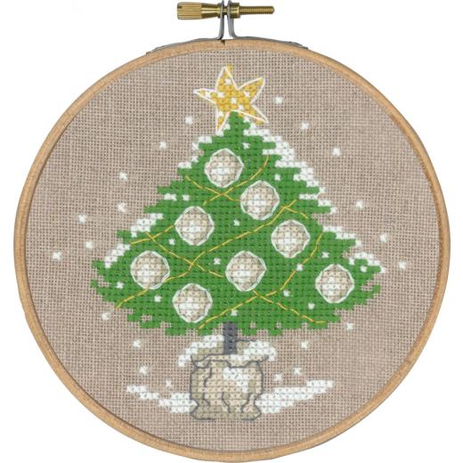 Permin Stickpackung - Baum mit Weihnachtskugeln mit Stickring