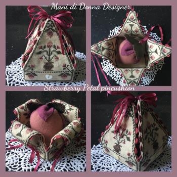 Stickvorlage Mani Di Donna - Strawberry Petal Pincushion