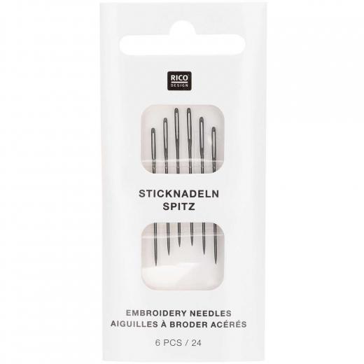 Sticknadeln Stärke 24 mit Spitze nickelfrei - 6 Stück - Rico Design