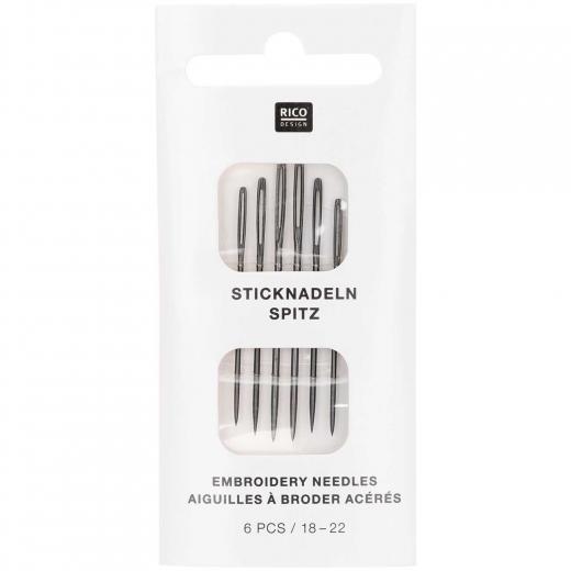 Sticknadeln Stärke 18-22 mit Spitze nickelfrei - 6 Stück - Rico Design
