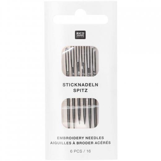 Sticknadeln Stärke 16 mit Spitze nickelfrei - 6 Stück - Rico Design