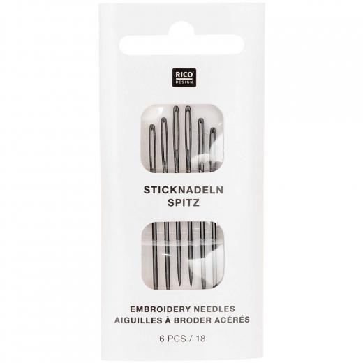 Sticknadeln Stärke 18 mit Spitze nickelfrei - 6 Stück - Rico Design