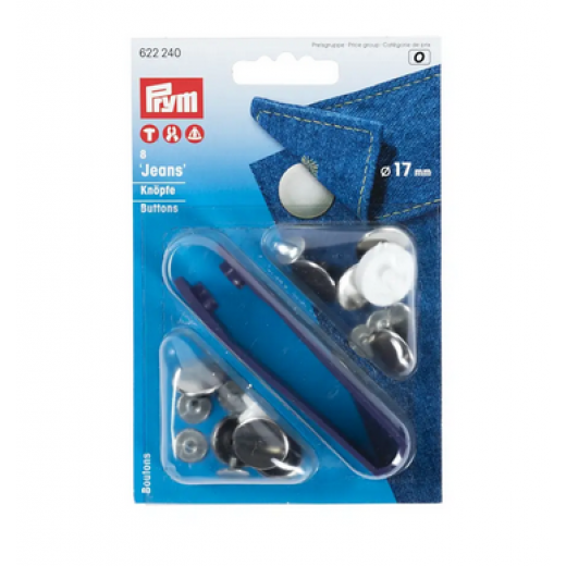 Nähfrei Jeans-Knöpfe mit Werkzeug Ø 17 mm - Prym