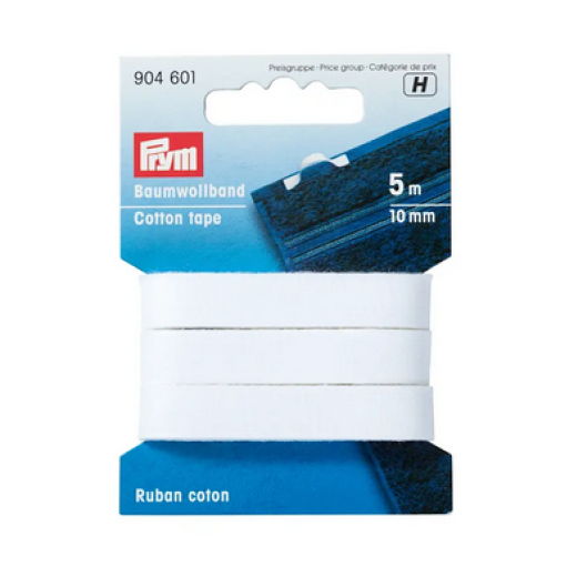 Baumwollband 10 mm weiß - 5 m-Karte - Prym