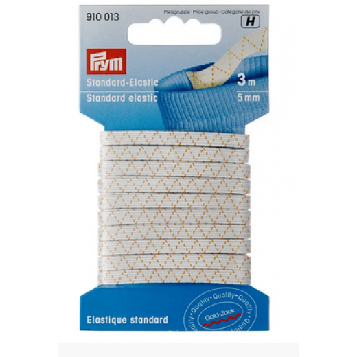Standard-Elastic 5 mm weiß - 3 m-Karte - Prym