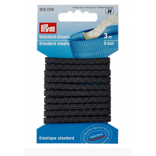 Standard-Elastic 5 mm schwarz - 3 m-Karte - Prym