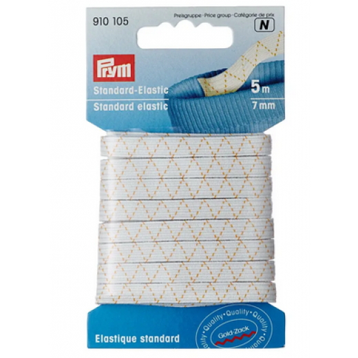 Standard-Elastic 7 mm weiß - 5 m-Karte - Prym