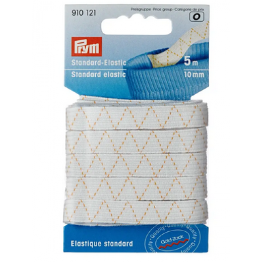 Standard-Elastic 10 mm weiß - 5 m-Karte - Prym