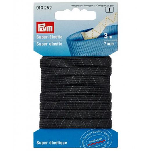Super-Elastic 7 mm schwarz - 3 m-Karte - Prym