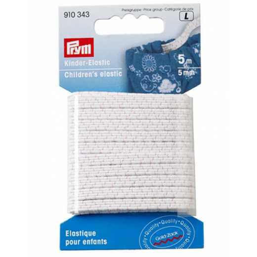 Kinder-Elastic 5 mm weiß - 5 m-Karte - Prym