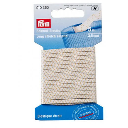 Schmal-Elastic 3,5 mm weiß - 5 m-Karte - Prym