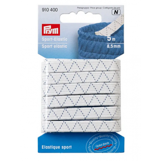 Sport-Elastic 8,5 mm weiß - 5 m-Karte - Prym