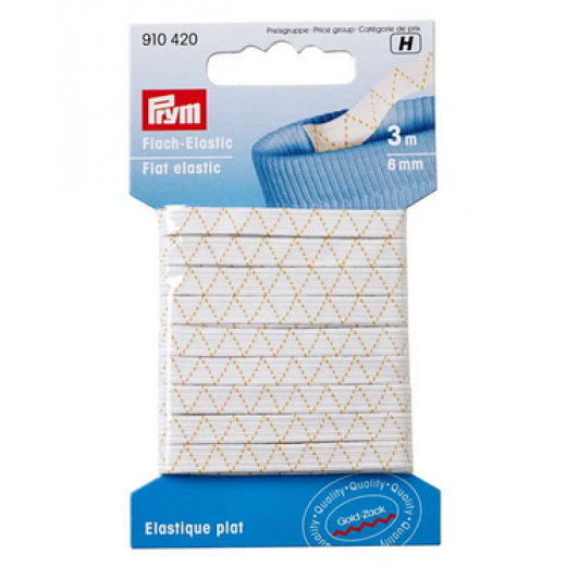 Flach-Elastic 6 mm weiß - 3 m-Karte - Prym