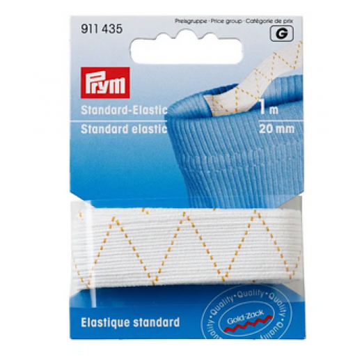 Breit-Elastic 20 mm weiß - 1 m-Karte - Prym