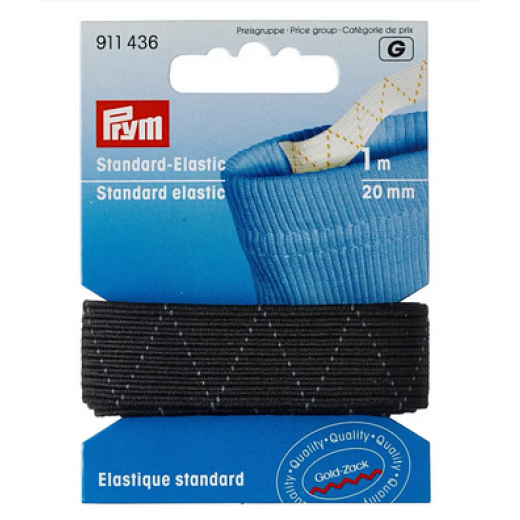 Breit-Elastic 20 mm schwarz - 1 m-Karte - Prym